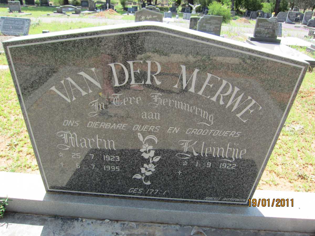 MERWE Martin, v.d. 1923-1995