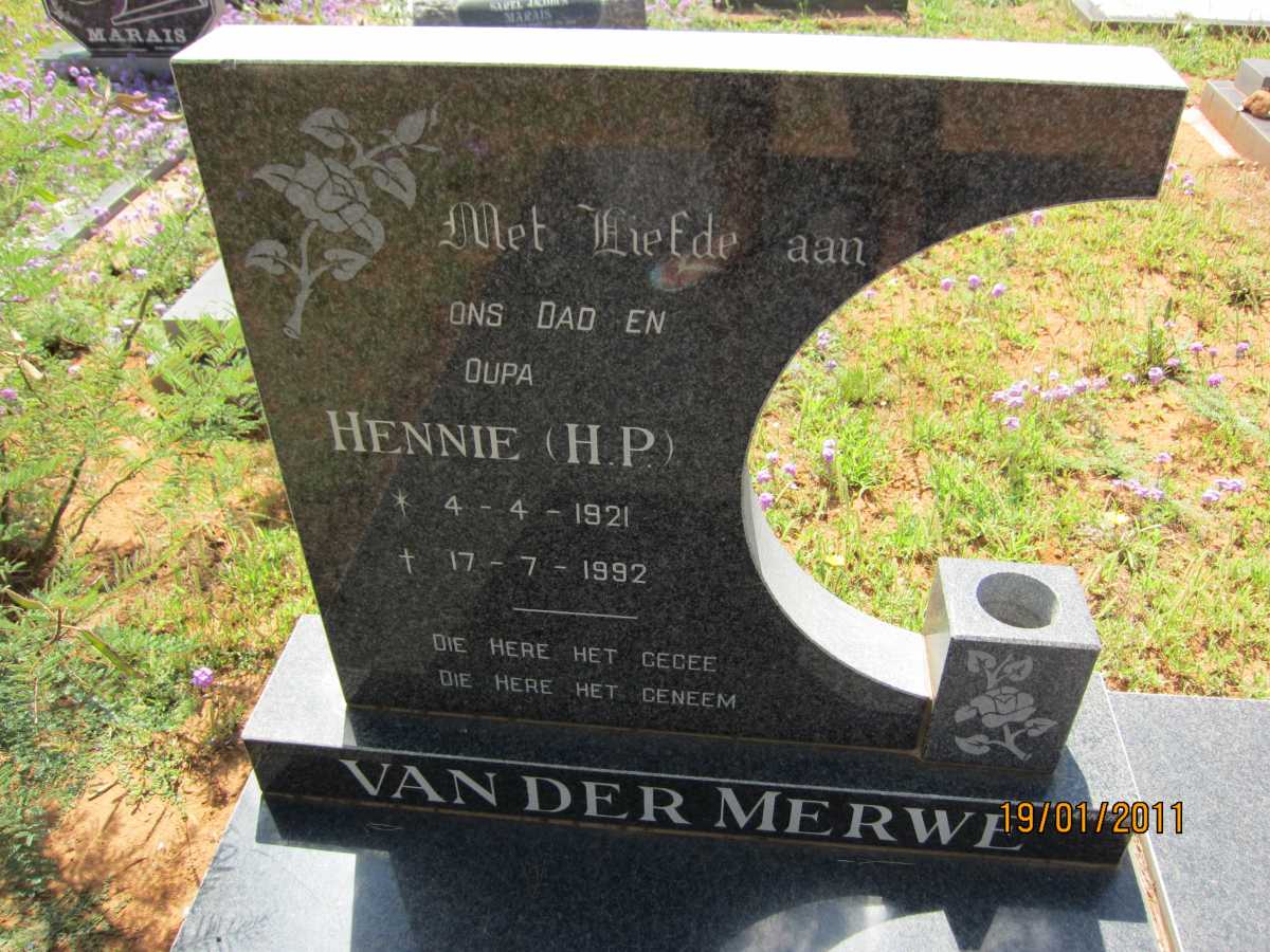 MERWE H.P., v.d. 1921-1992