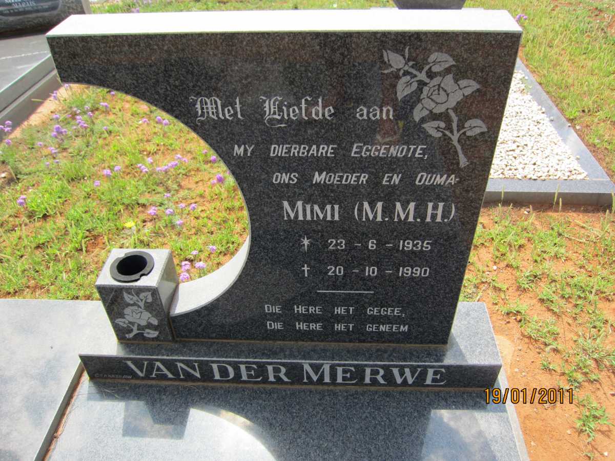 MERWE M.M.H., v.d. 1935-1990