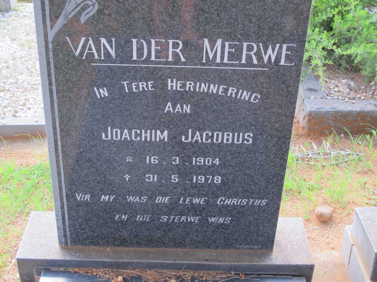 MERWE Joachim Jacobus, van der 1904-1978
