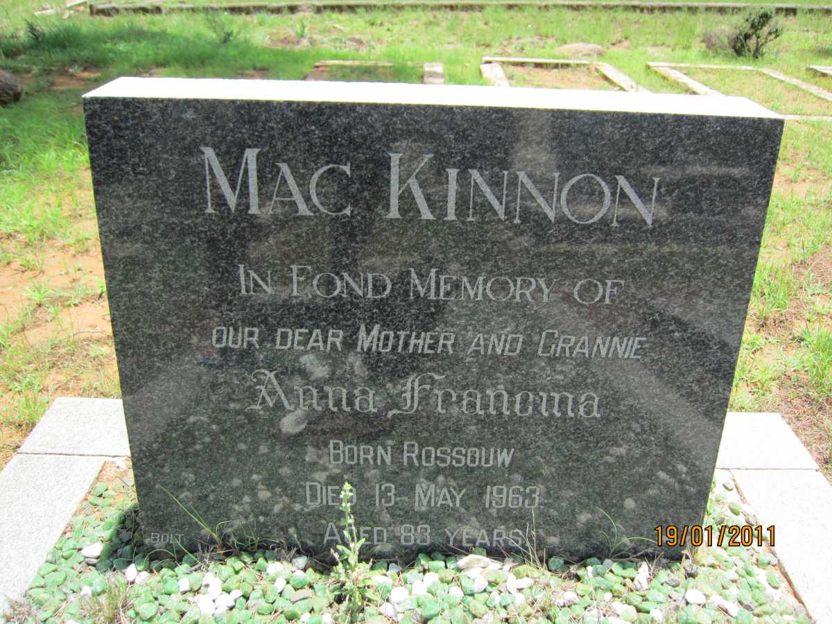 MACKINNON Anna Francina nee ROSSOUW -1963