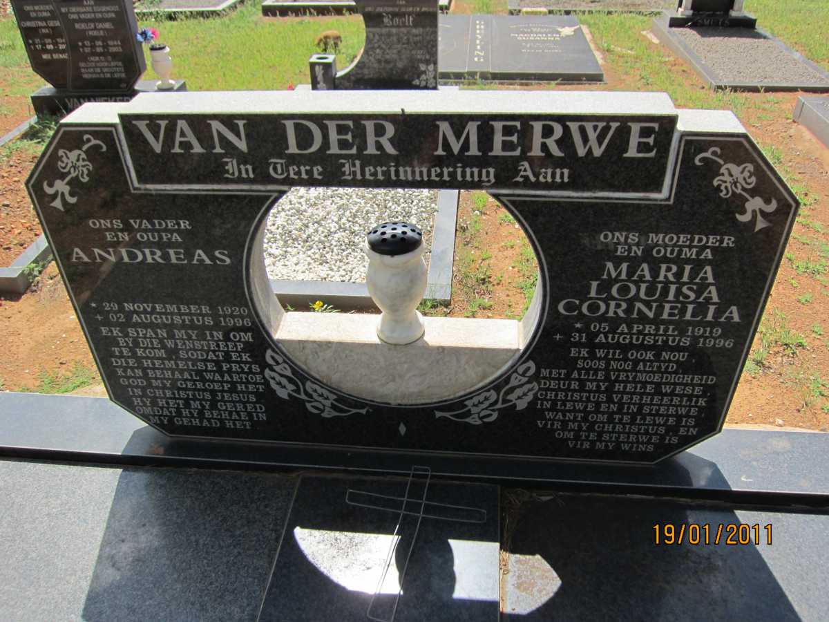 MERWE Andreas, v.d. 1920-1996 &amp; Maria Louisa Cornelia 1919-1996