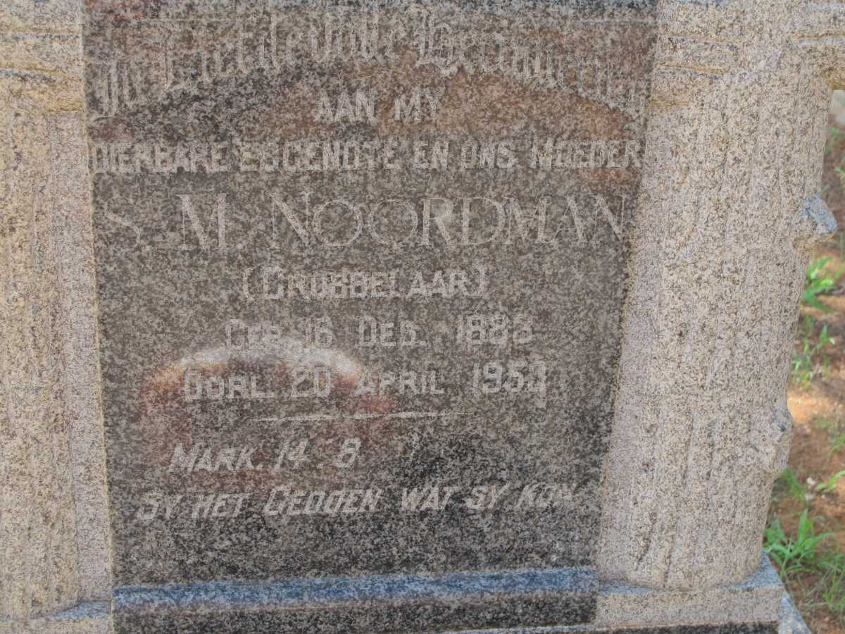 NOORDMAN S.M. nee GROBBELAAR 1883-1953