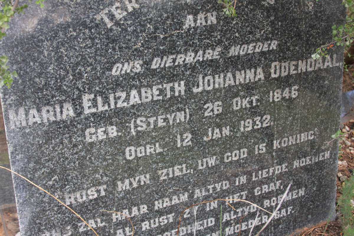 ODENDAAL Maria Elizabeth Johanna nee STEYN 1846-1932