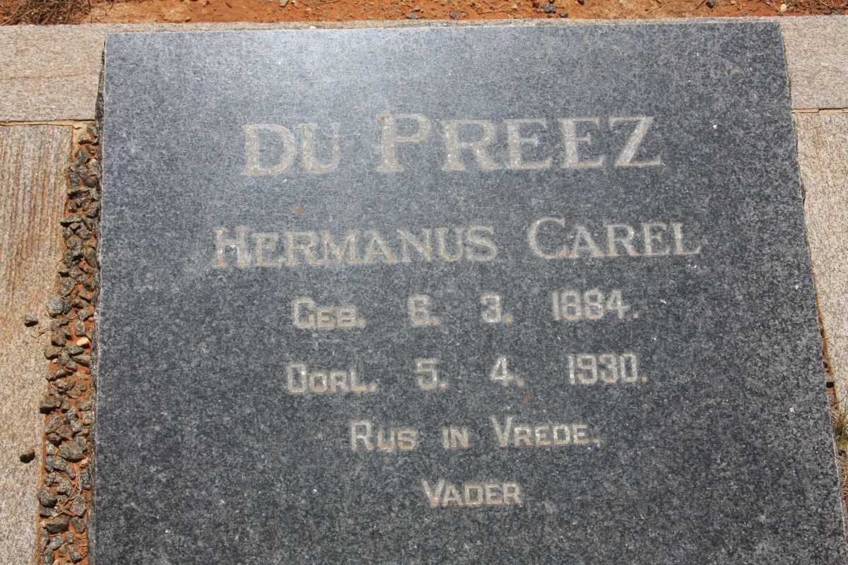 PREEZ Hermanus Carel, du 1884-1930