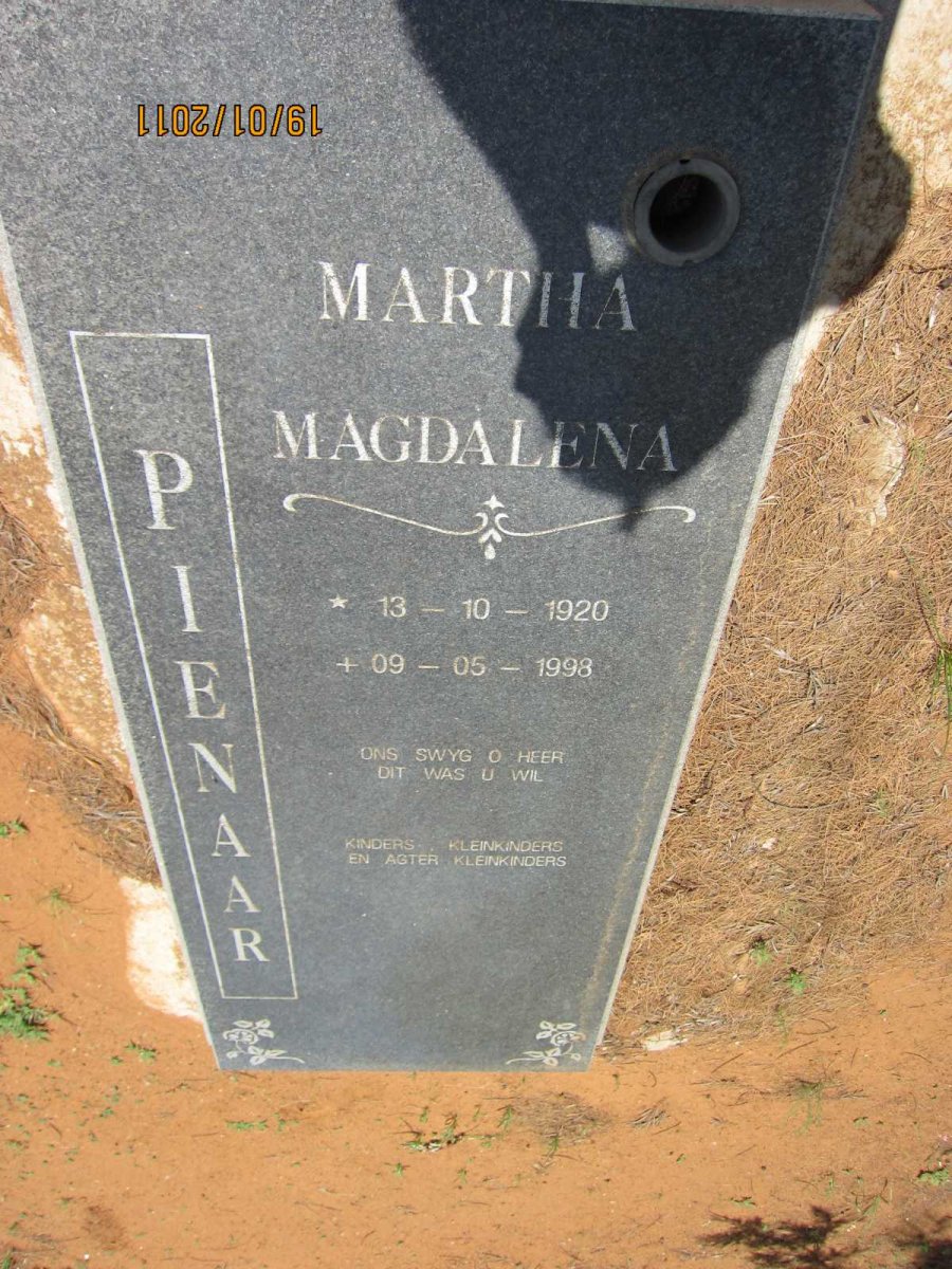PIENAAR Martha Magdalena 1920-1998