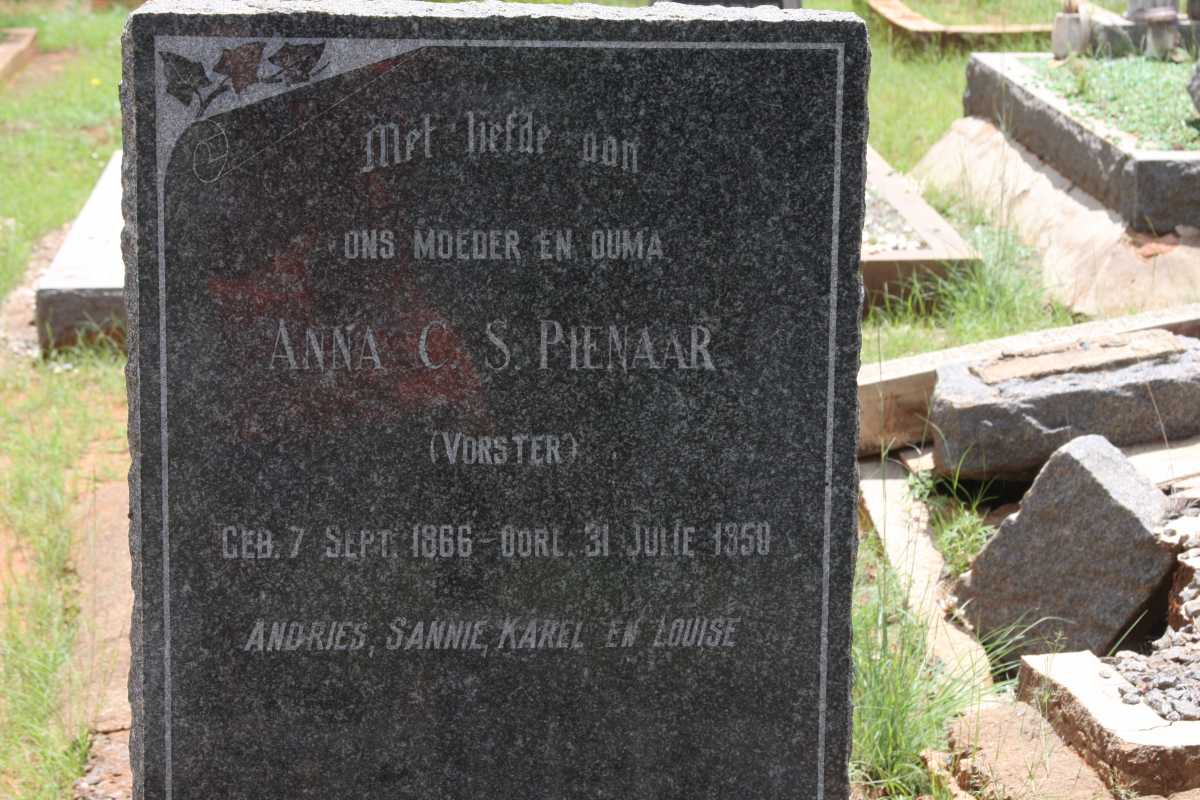 PIENAAR Anna C.S. nee VORSTER 1866-1950