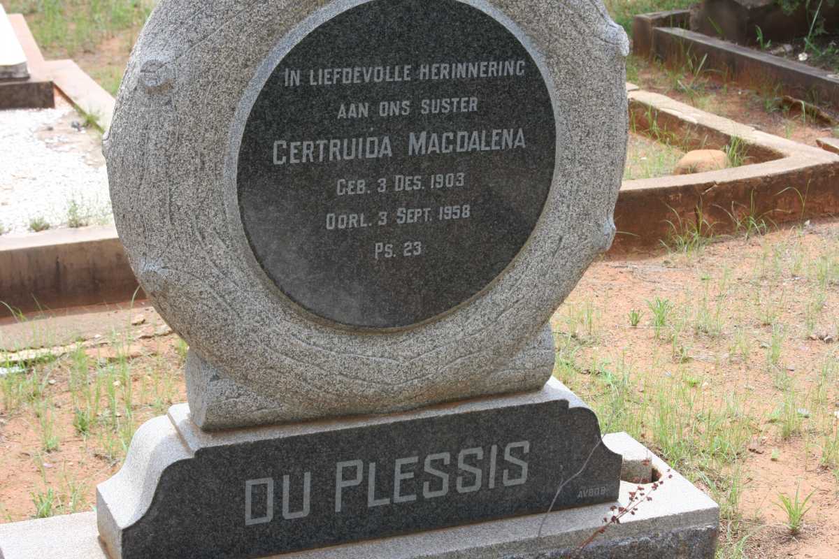 PLESSIS Gertruida Magdalena, du 1903-1958