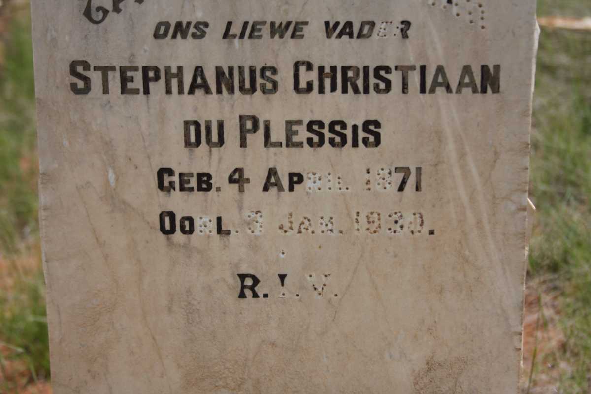 PLESSIS Stephanus Christiaan, du 1871-1930