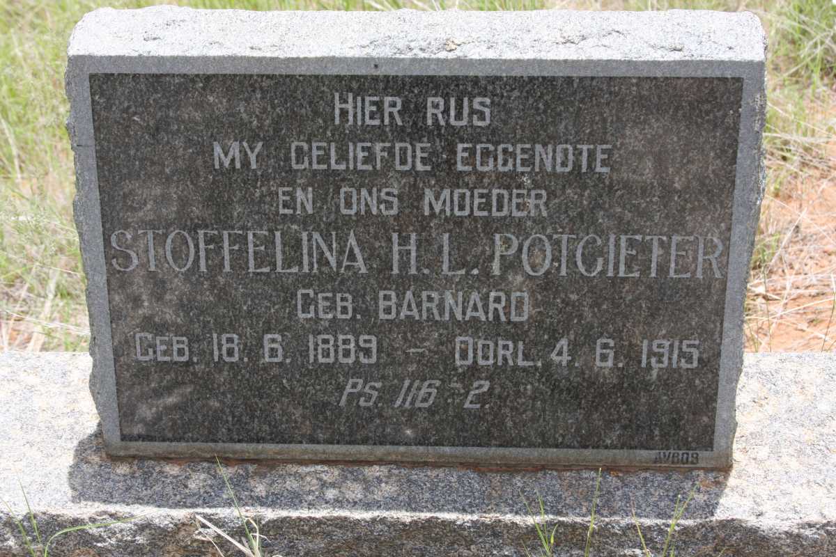 POTGIETER Stoffelina H.L. nee BARNARD 1889-1915
