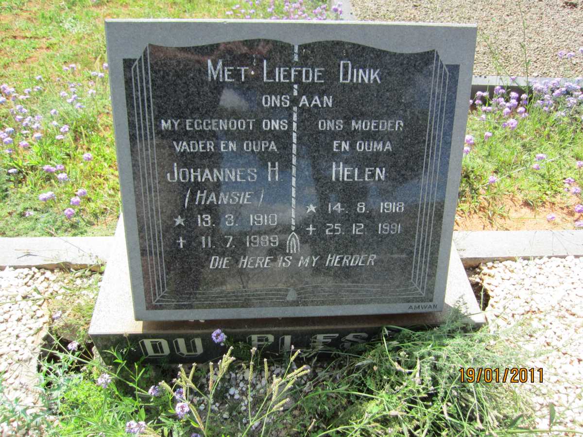 PLESSIS Johannes H., du 1910-1989 &amp; Helen 1918-1991