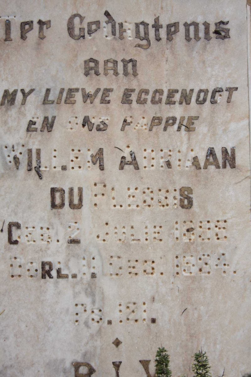 PLESSIS Willem Adriaan, du 189?-1934