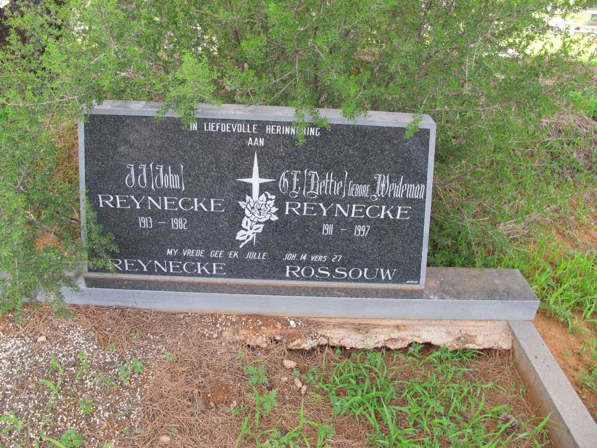 REYNECKE J.J. 1913-1982 &amp; G.E. WEIDEMAN 1911-1997