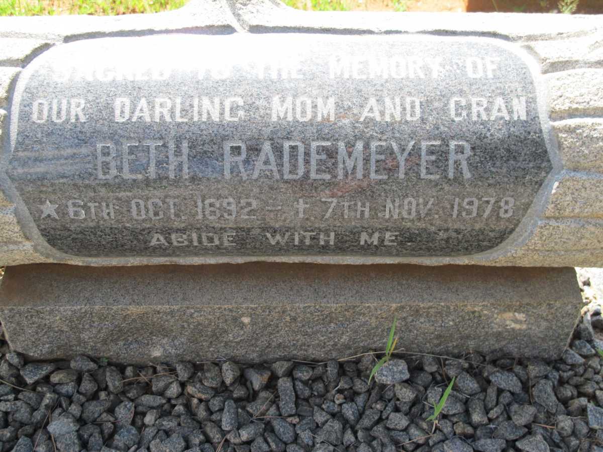 RADEMEYER Beth 1892-1978