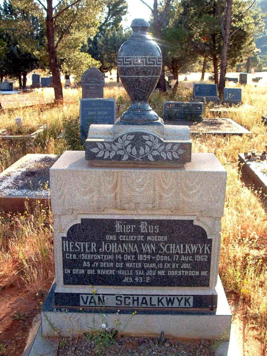 SCHALKWYK Hester Johanna, van nee SERFONTEIN 1894-1962