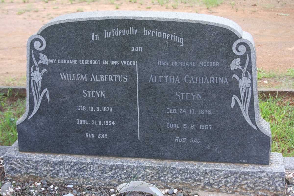 STEYN Willem Albertus 1873-1954 &amp; Aletha Catharina 1878-1967