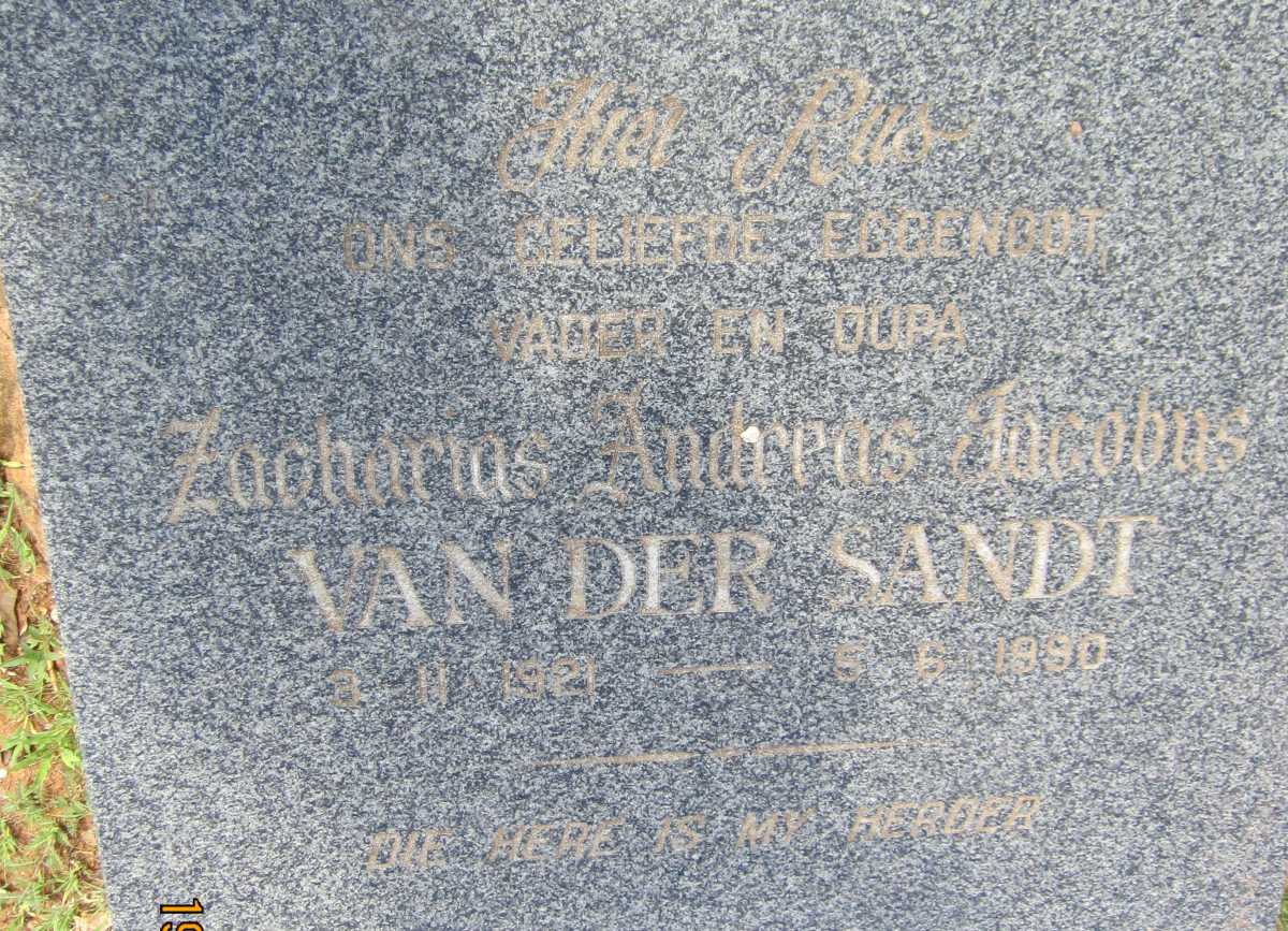 SANDT Zacharias Andreas Jacobus, van der 1921-1990