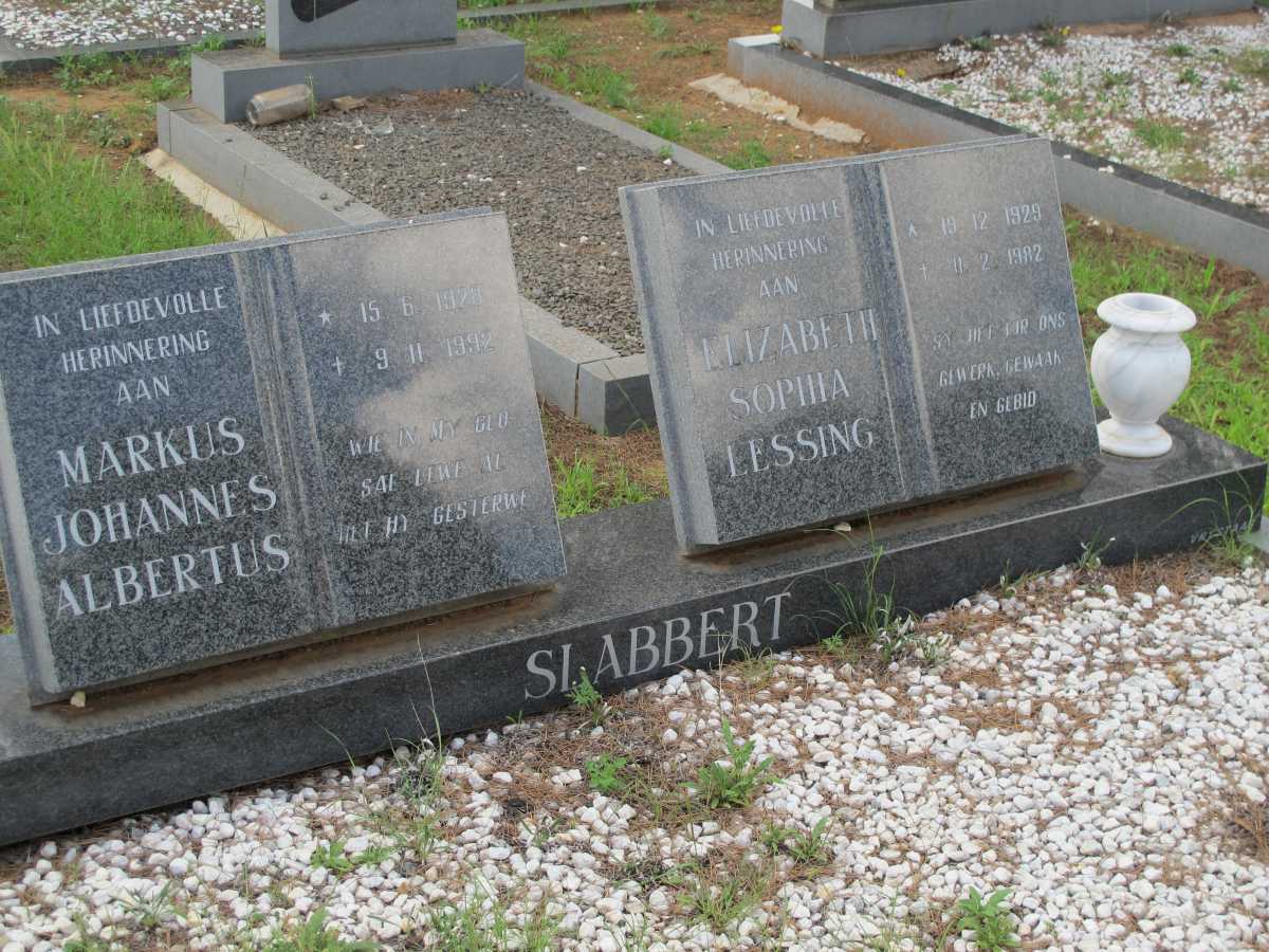 SLABBERT Markus Johannes Albertus 1928-1992 &amp; Elizabeth Sophia Lessing 1929-1982