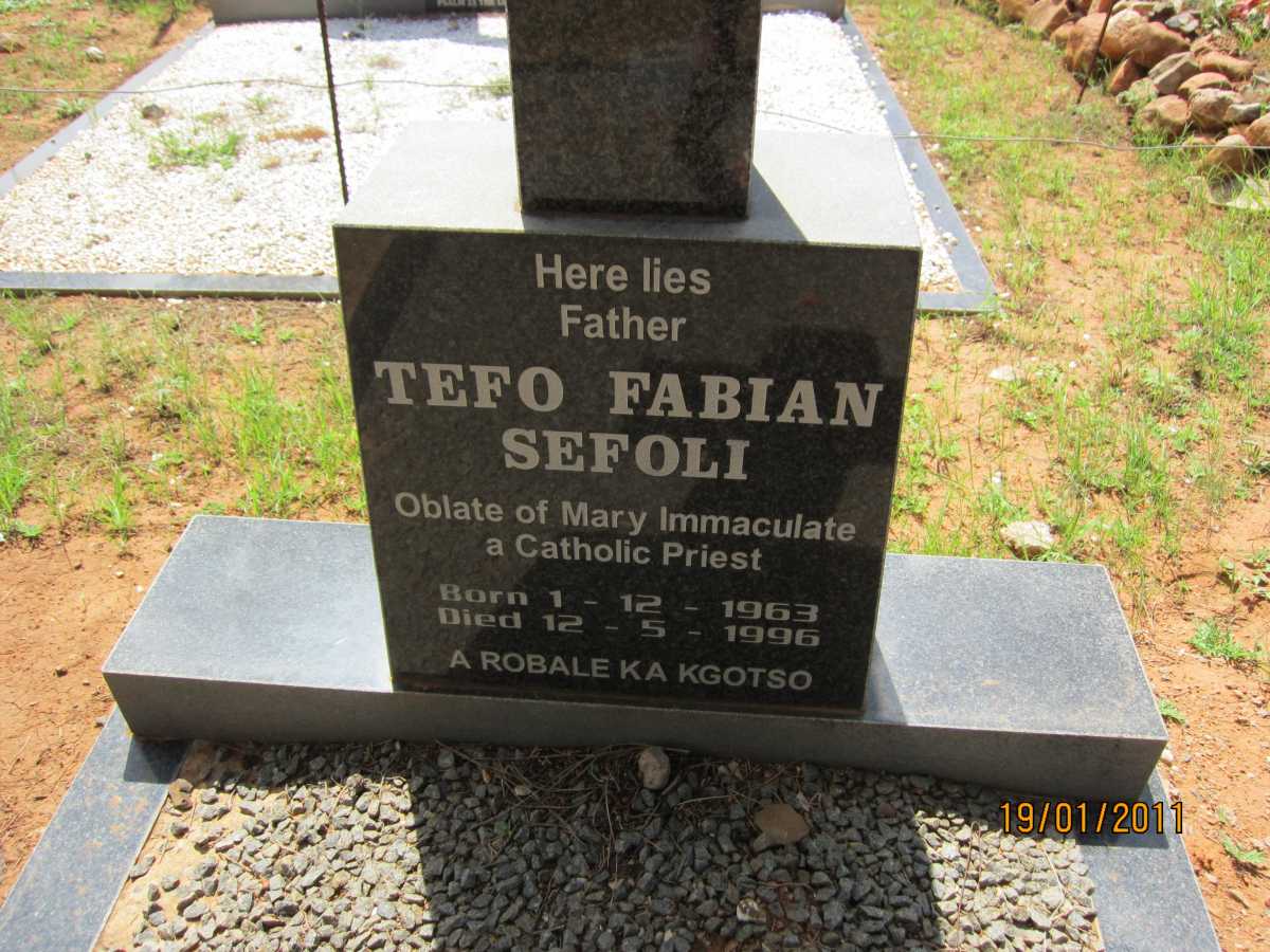 SEFOLI Tefo Fabian 1963-1996