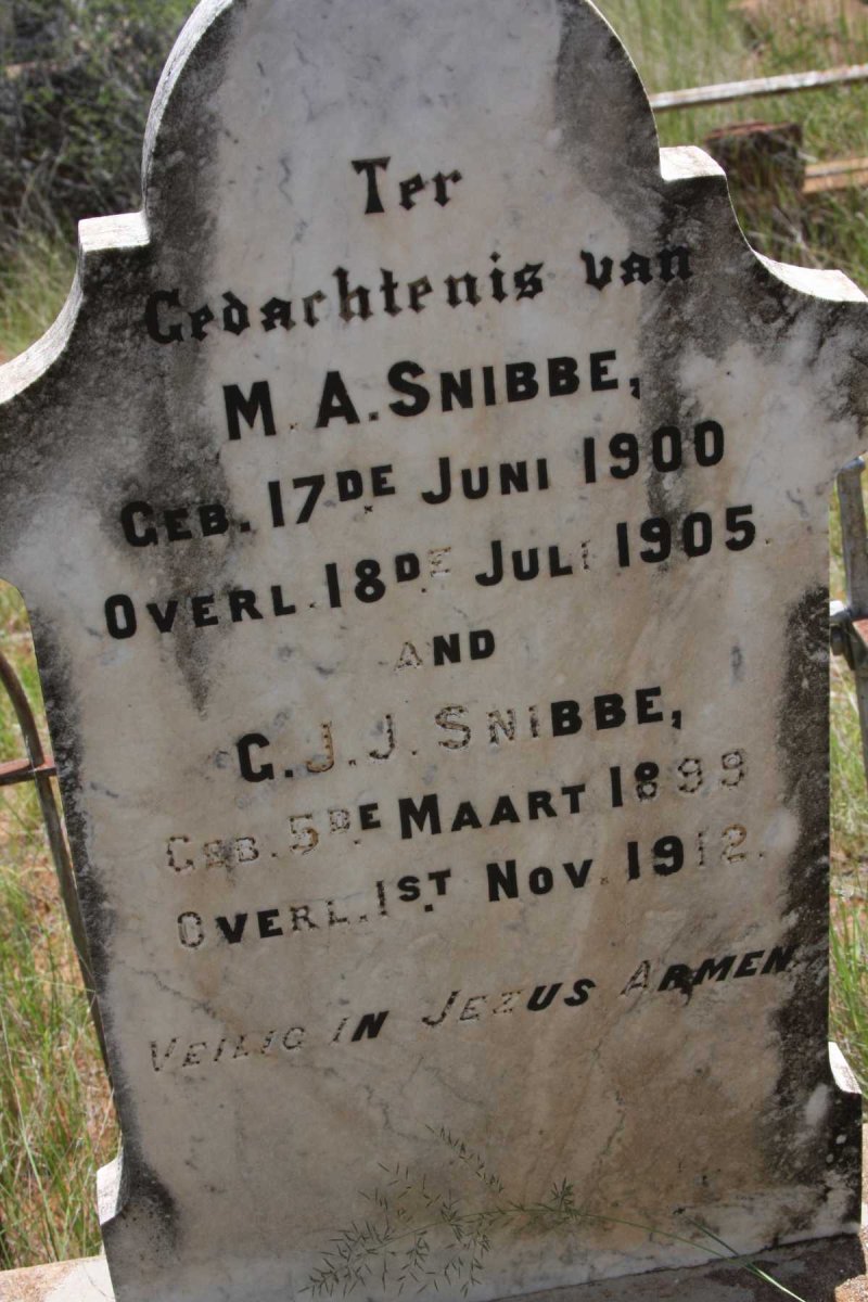 SNIBBE M.A. 1900-1905 :: SNIBBE C.J.J. 1899-1912