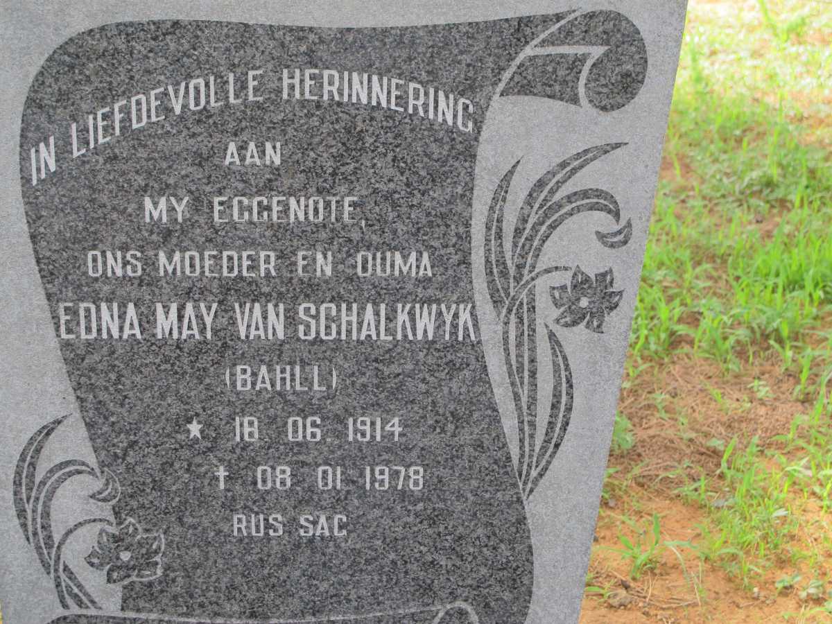 SCHALKWYK Edna May, van nee BAHLL 1914-1978