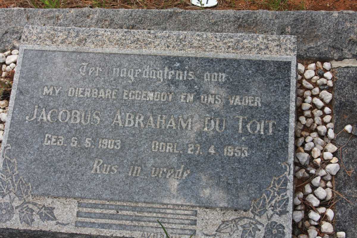 TOIT Jacobus Abraham, du 1903-1955