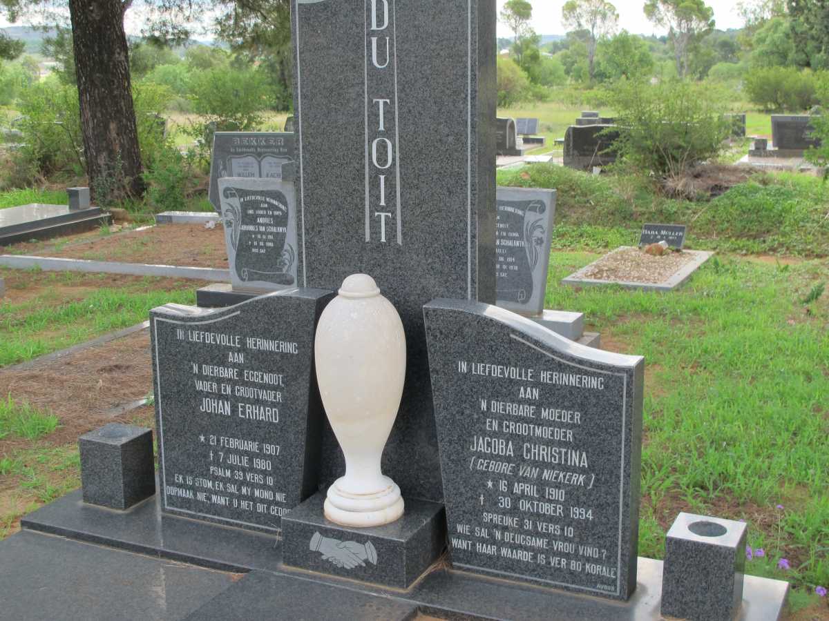 TOIT Johan Erhard, du 1907-1980 &amp; Jacoba Christina VAN NIEKERK 1910-1994