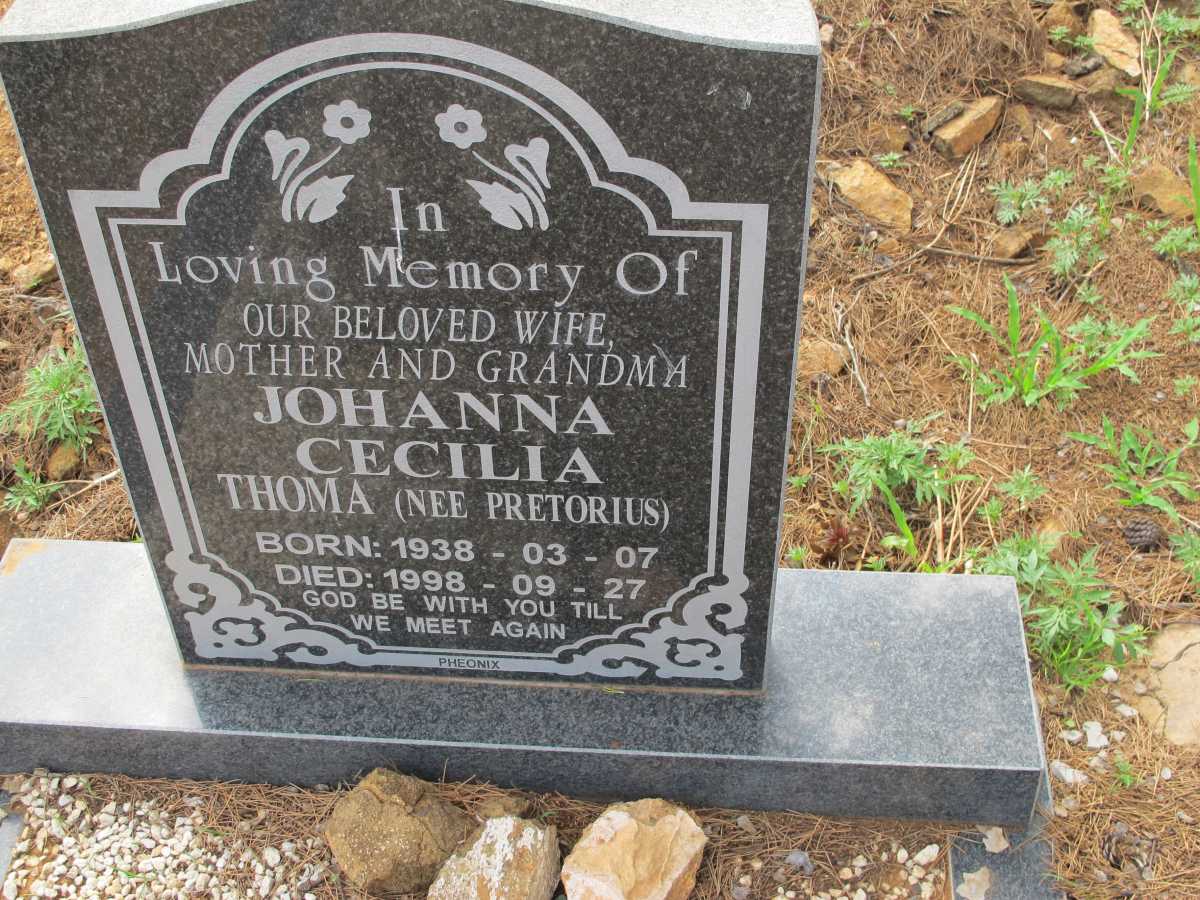 THOMA Johanna Cecilia nee PRETORIUS 1938-1998