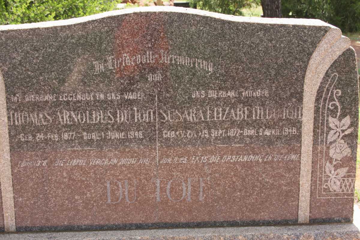 TOIT Thomas Arnoldus, du 1877-1946 &amp; Susara Elizabeth v. ZYL 1877-1948
