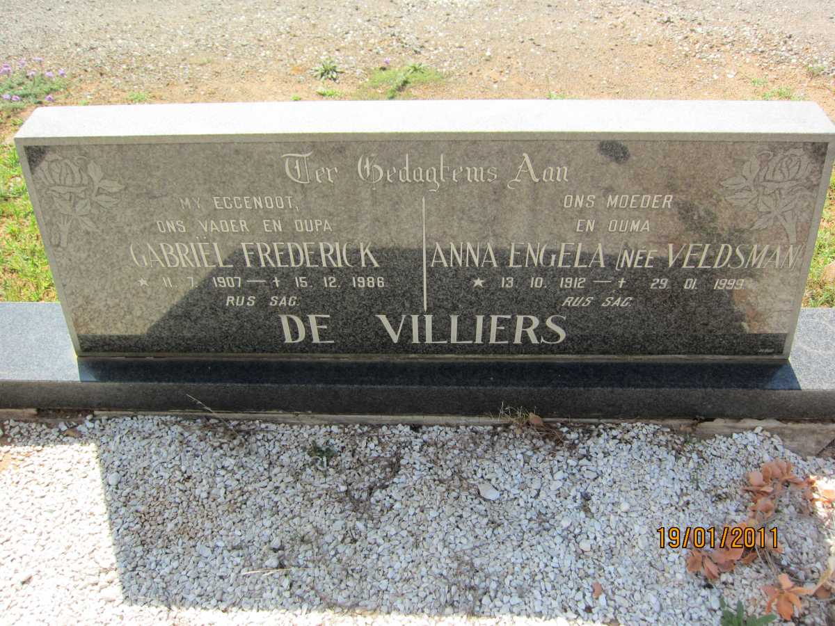 VILLIERS Gabriel Frederick, de 1907-1986 &amp; Anna Engela VELDSMAN 1912--1999