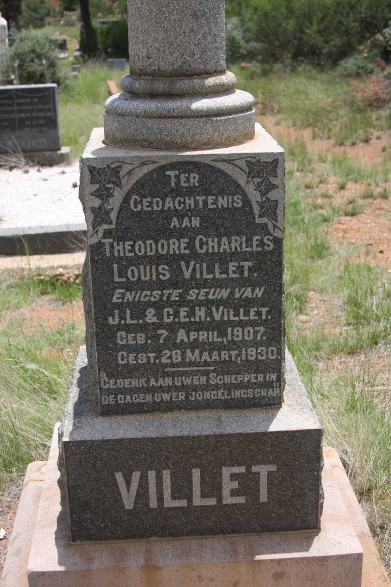 VILLET Theodore Charles Louis 1907-1930