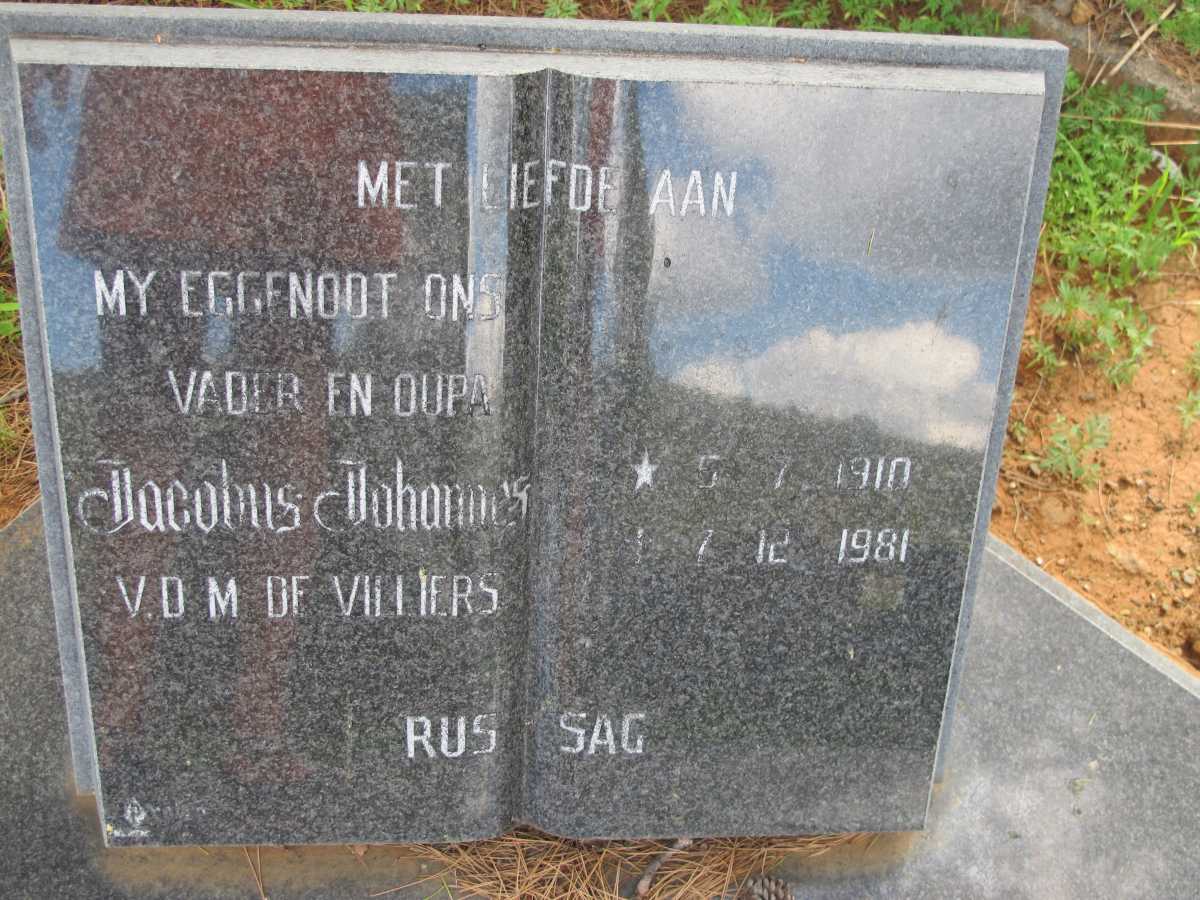 VILLIERS Jacobus Johannes, V.D.M. 1910-1981