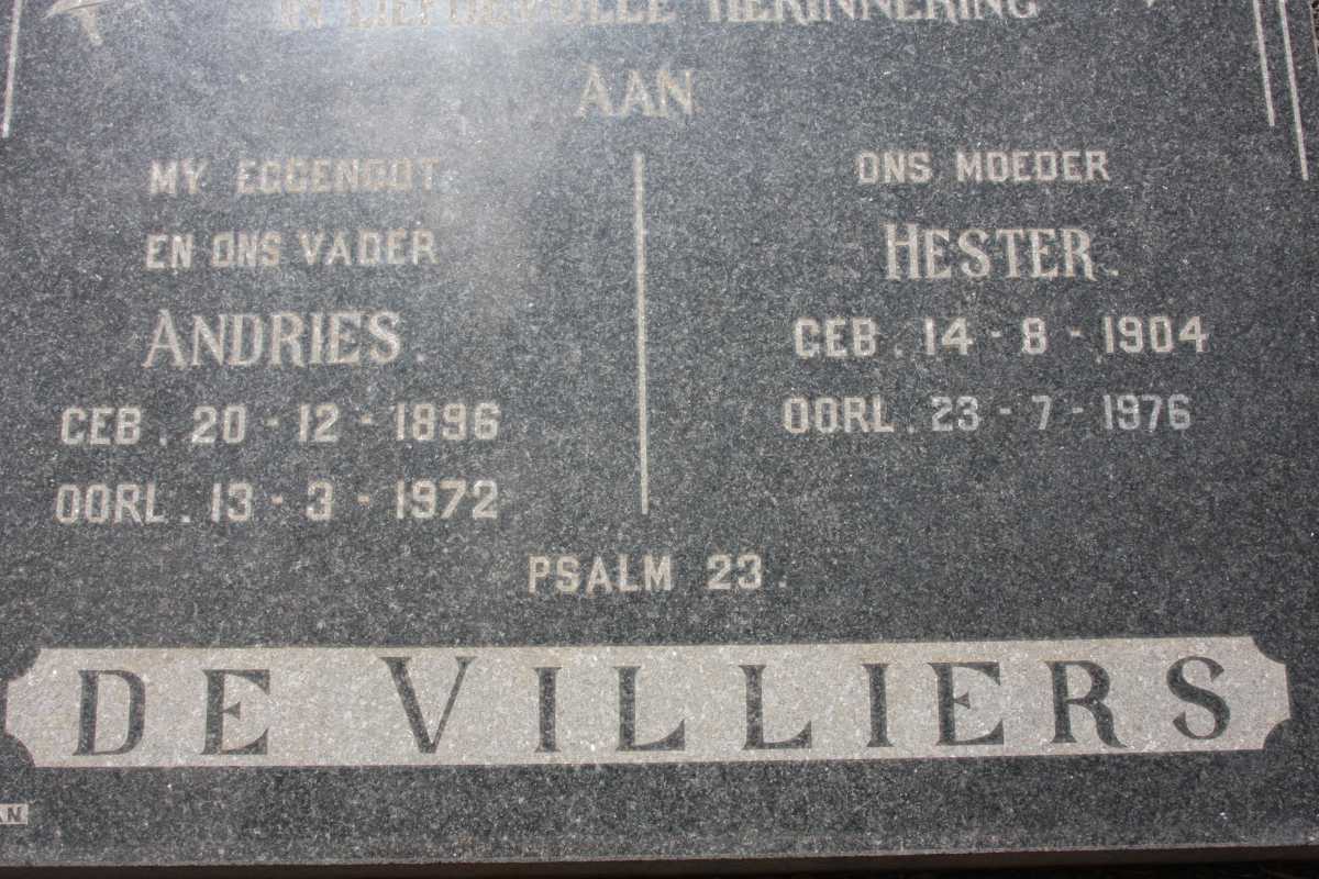 VILLIERS Andries, de 1896-1972 &amp; Hester 1904-1976