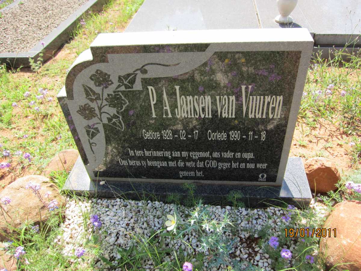 VUUREN P.A., Janse van 1928-1990