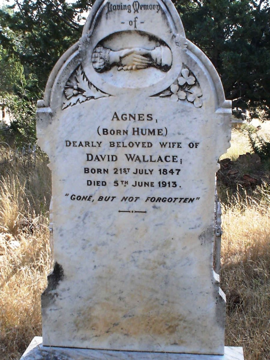 WALLACE Agnes nee HUME 1847-1913
