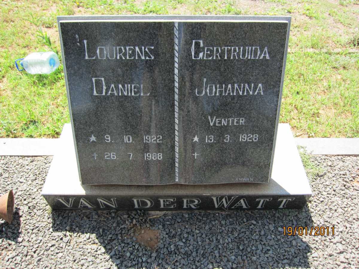 WATT Lourens Daniel, van der 1922-1988