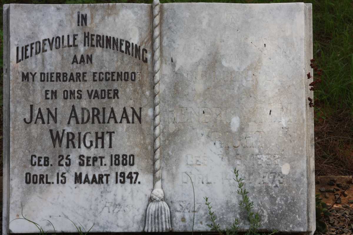 WRIGHT Jan Adriaan 1880-1947 &amp; Hendrika M.M. 1882-1973