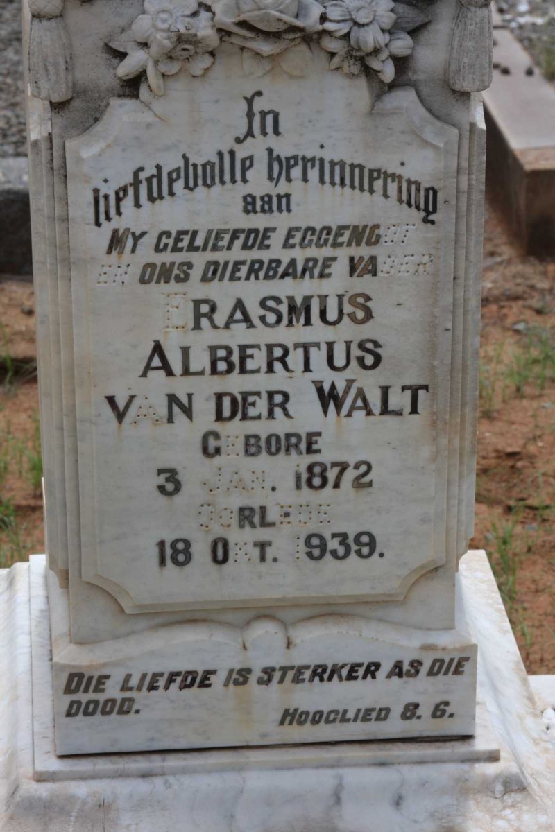 WALT Erasmus Albertus, v.d. 1872-1939
