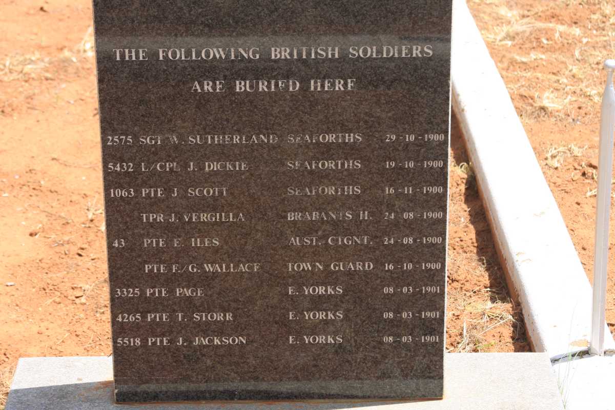 4. Memorial Plate for the British Soldiers buried at Jagersfontein