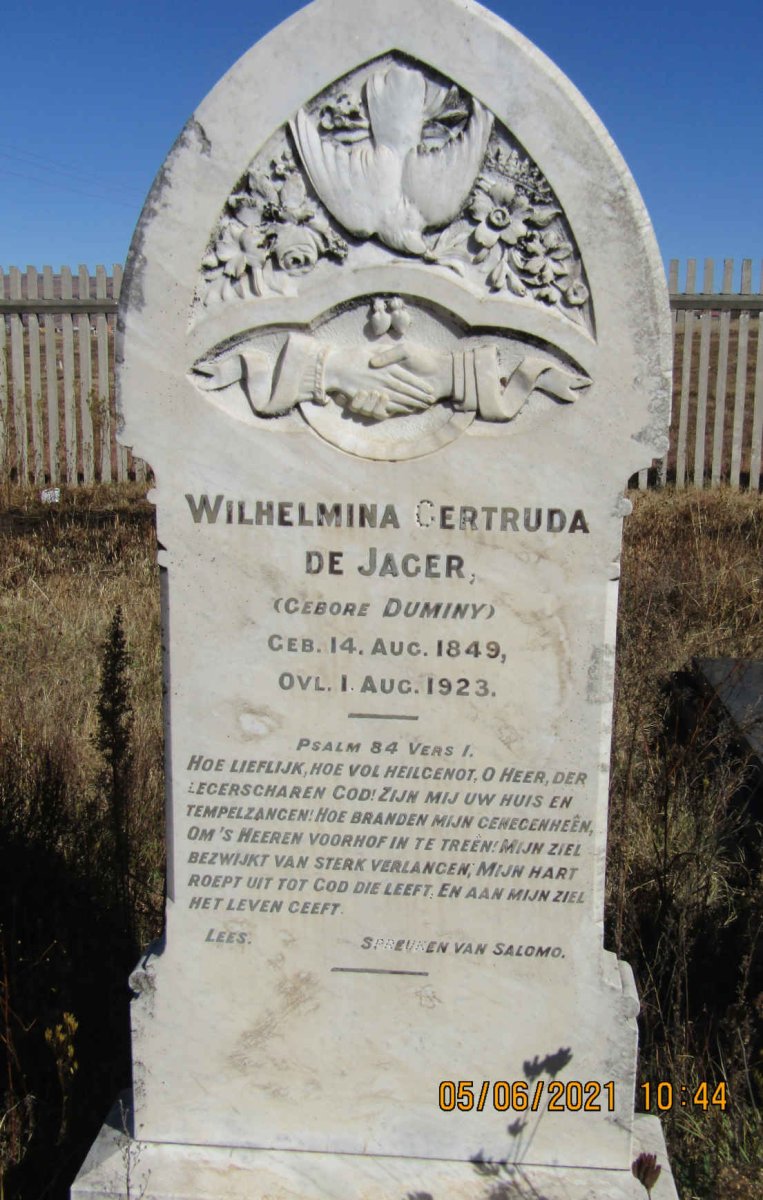 JAGER Wilhelmina Gertruda, de nee DUMINY 1849-1923