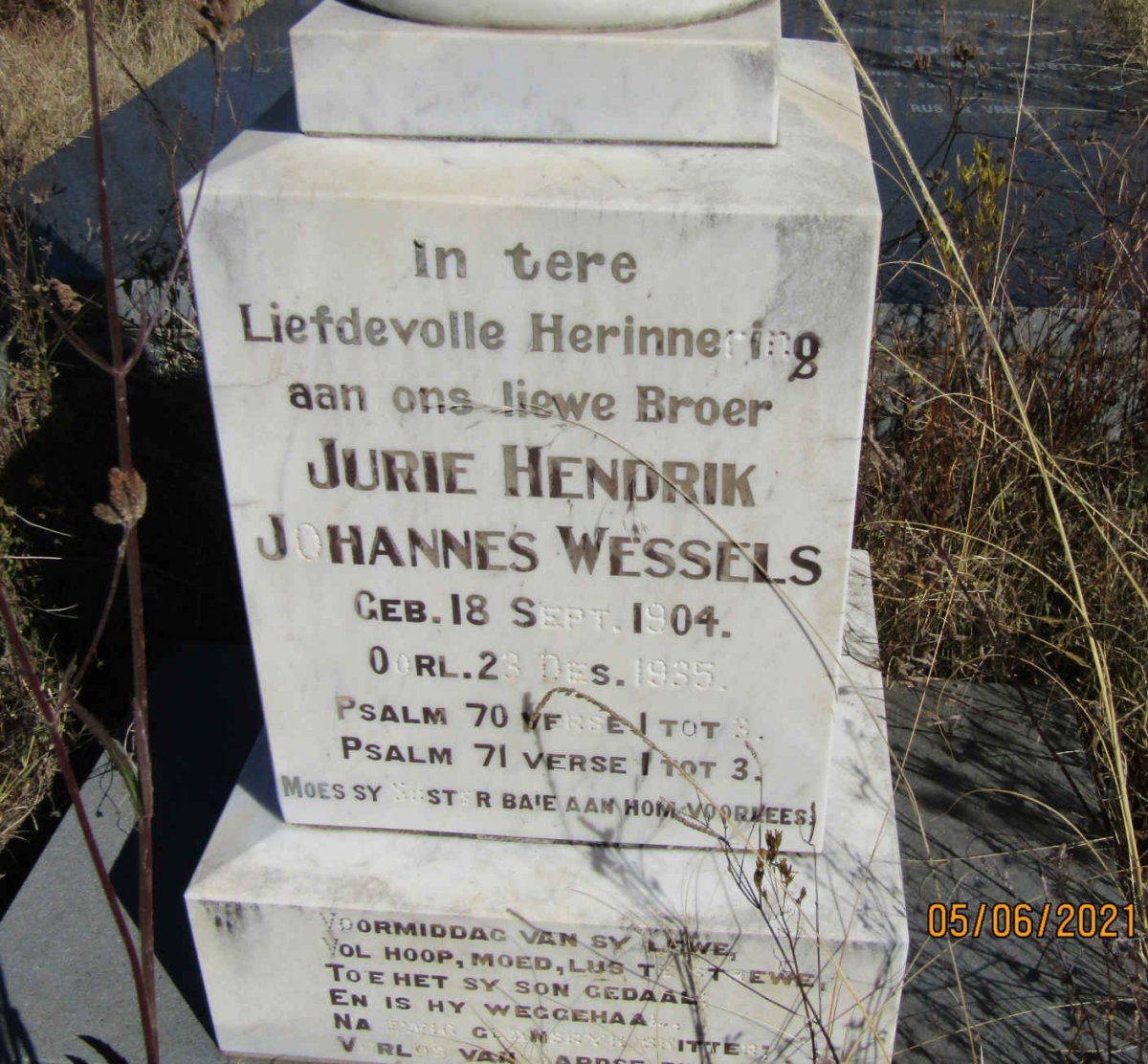 WESSELS Jurie Hendrik Johannes 1904-1935