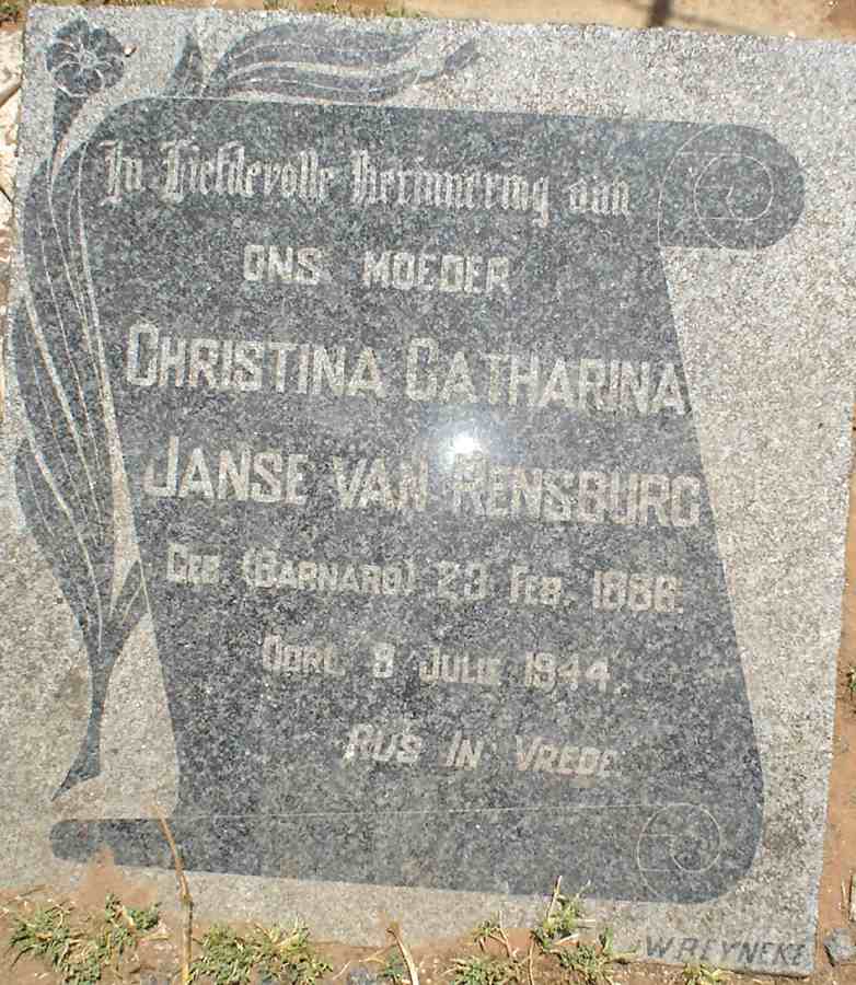 RENSBURG Christina Catharina, Janse van nee BARNARD 1886-1944