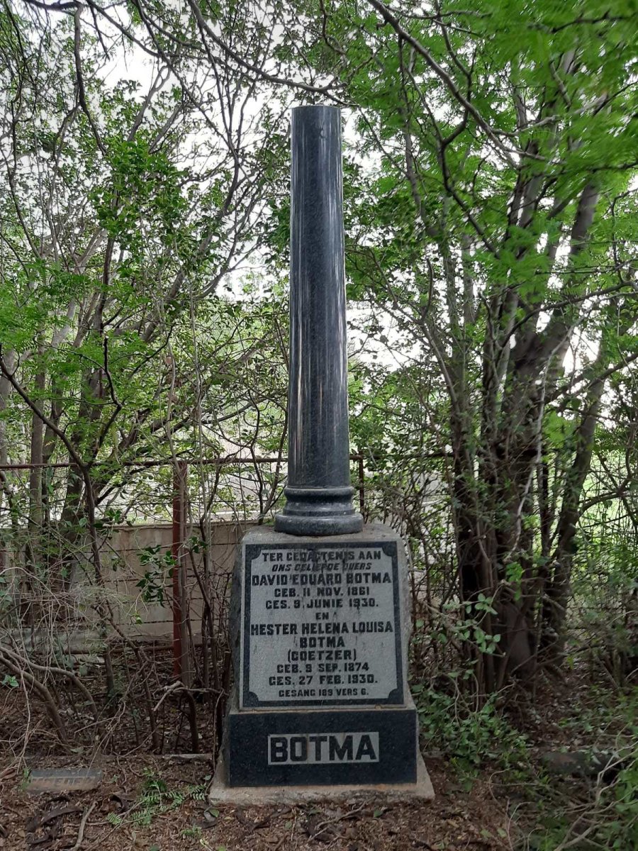 BOTMA David Eduard 1861-1930 &amp; Hester Helena Louisa COETZER 1874-1930