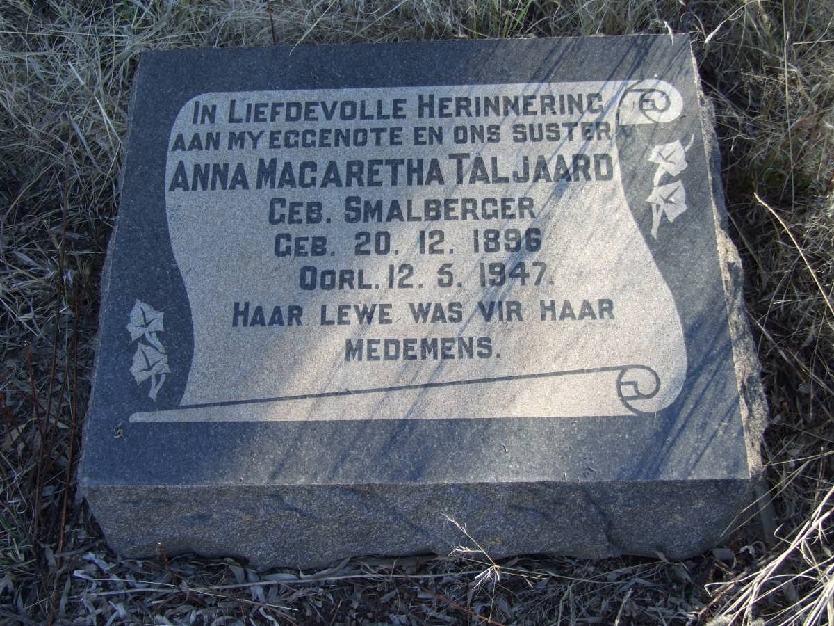 TALJAARD Anna Magaretha nee SMALBERGER 1896-1947