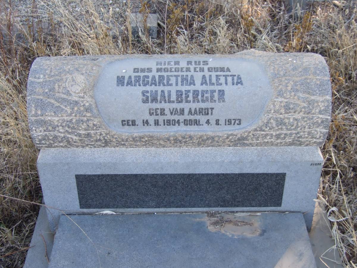 SMALBERGER Margaretha Aletta nee VAN AARDT 1904-1973