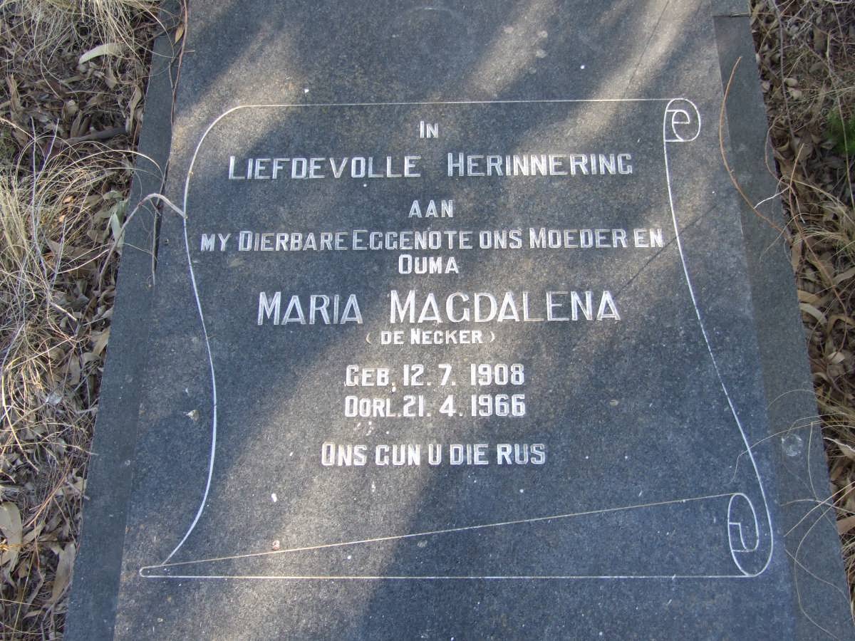 WIT Maria Magdalena, de nee DE NECKER 1908-1966