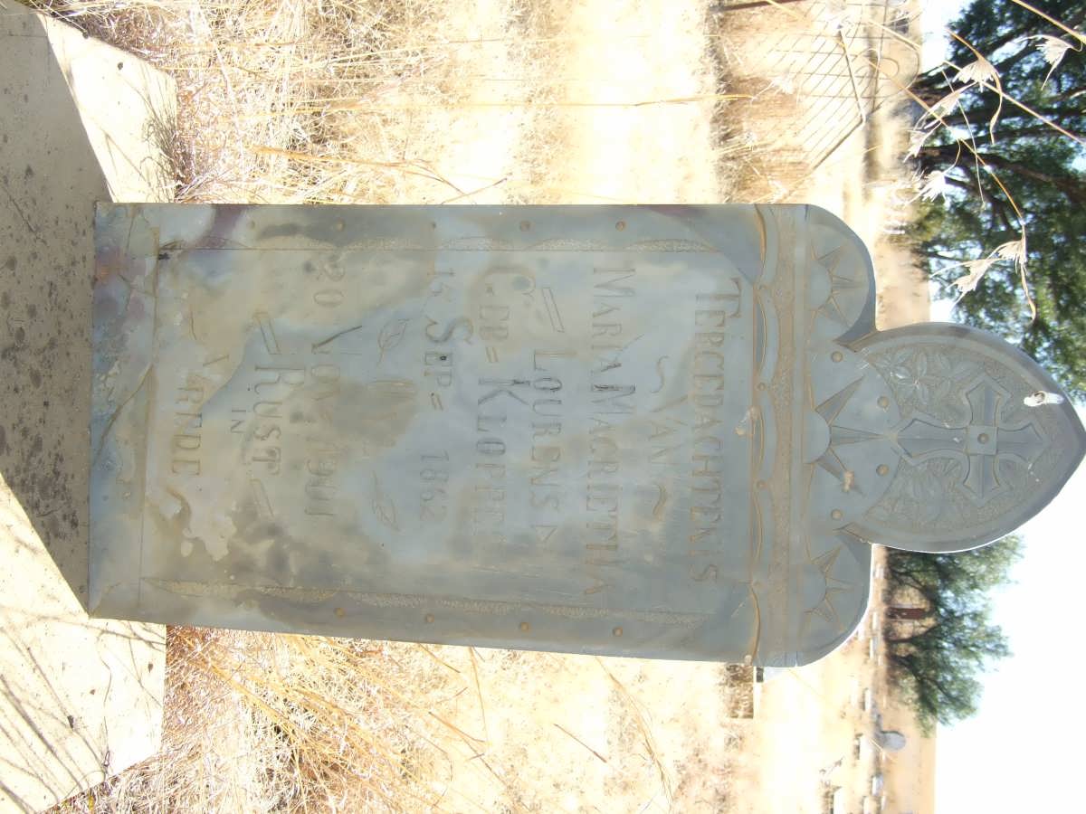 LOURENS Maria Magrietha nee KLOPPER 1862-1901