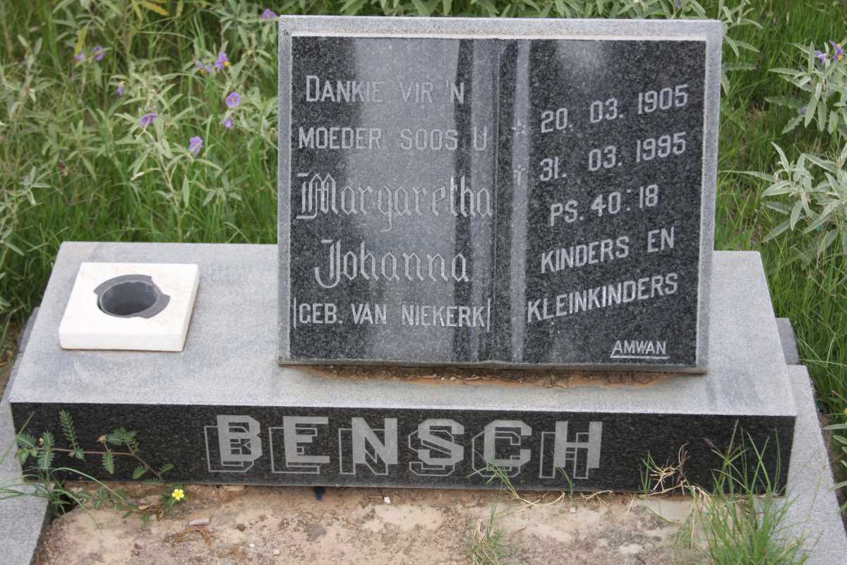BENSCH Margaretha Johanna nee VAN NIEKERK 1905-1995