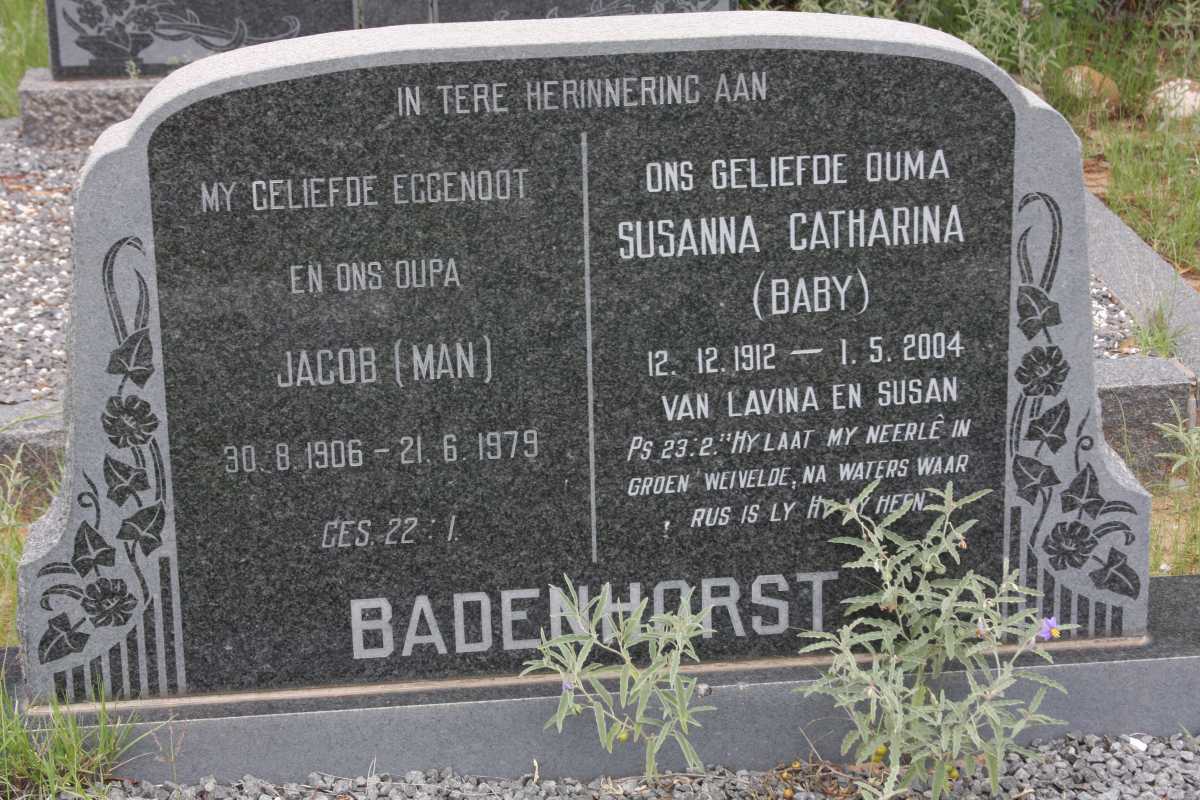 BADENHORST Jacob 1906-1979 &amp; Susanna Catharina 1912-2004