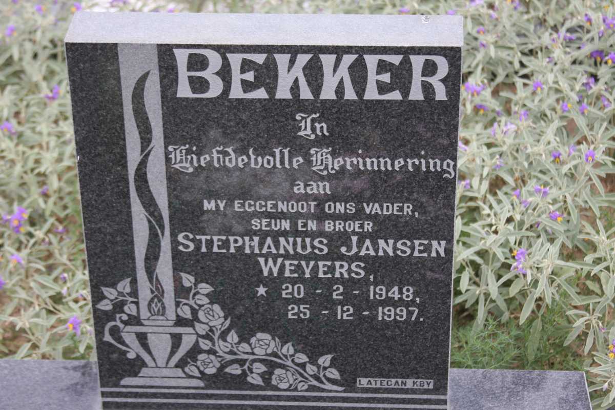BEKKER Stephanus Jansen Weyers 1948-1997